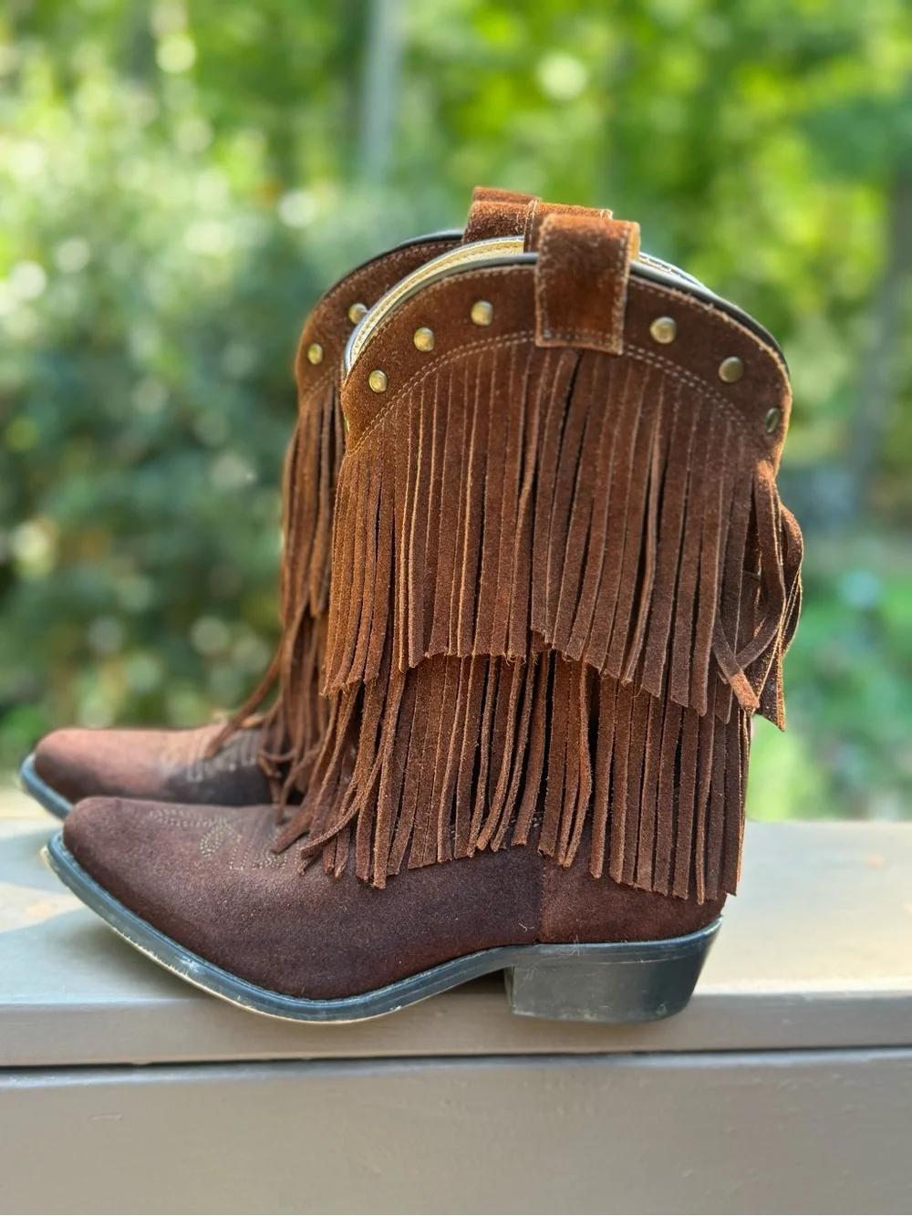SHYANNE® GIRLS' FRINGE SNIP TOE WESTERN BOOTS Size 1